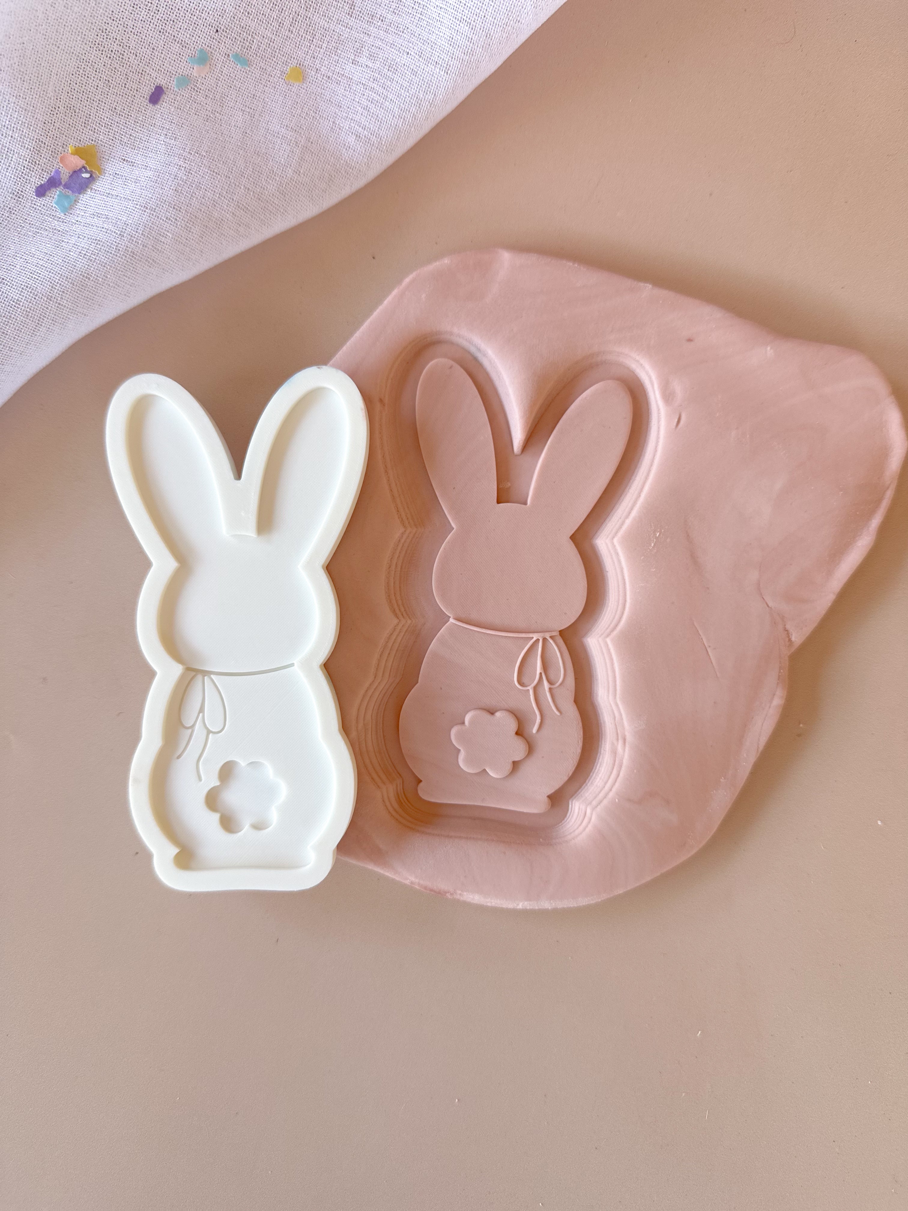 Boss Embossers Rabbit Bunny behind with ribbon debosser and cutter – COOKI CO CUTS pty ltd